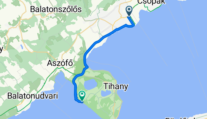 Kosztolányi Dezső utca 4., Balatonfüred to Sajkodi sor 17–21., Tihany