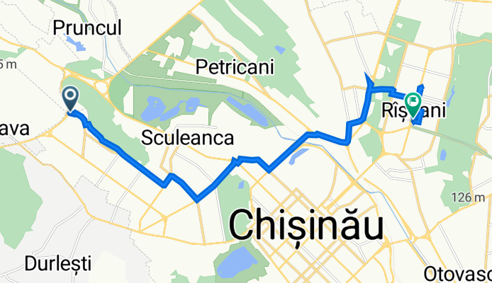 Route from Strada Liviu Deleanu 13, Chişinău