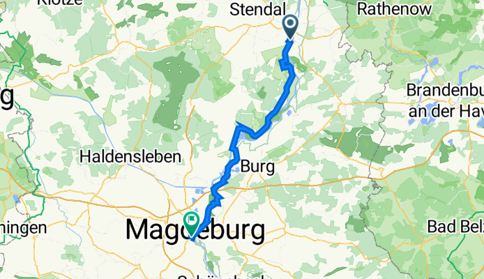 Lange Straße 42, Tangermünde nach Otto-von-Guericke-Straße 56C, Magdeburg