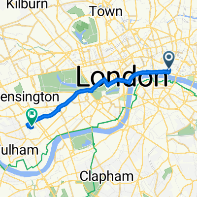 65 Cannon St, London to 5 Lillie Square, London