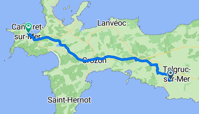 Rota desde Rue de la Plage, Telgruc-sur-Mer