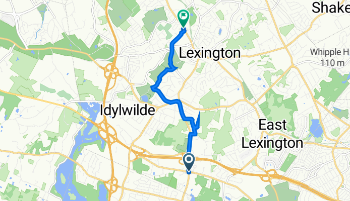 922 Waltham St, Lexington to 60 Bedford St, Lexington