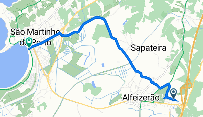 Travessa das Ramalheiras 20a, Alfeizerão to Avenida Marginal J1, São Martinho do Porto