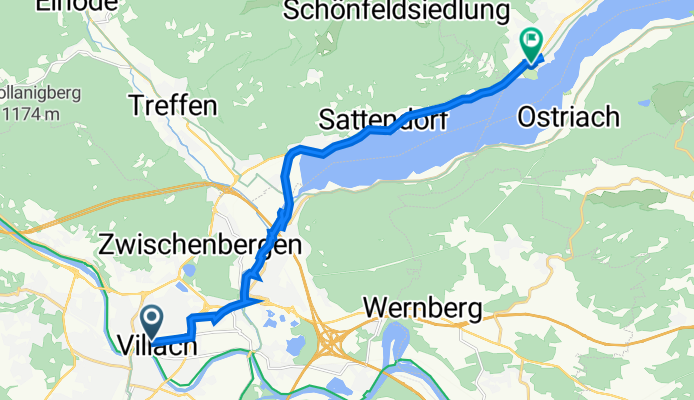 Bahnhofplatz 1, Villach nach Sankt-Urban-Weg 10, Bodensdorf