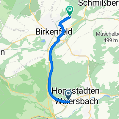 Industriestraße 9, Hoppstädten-Weiersbach nach Friedrich-Back-Straße 28, Birkenfeld