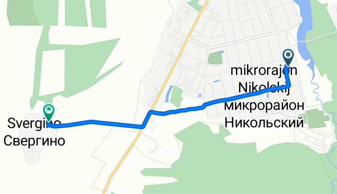 От улица Фрунзе 19, Палех до Неизвестная дорога, Свергино