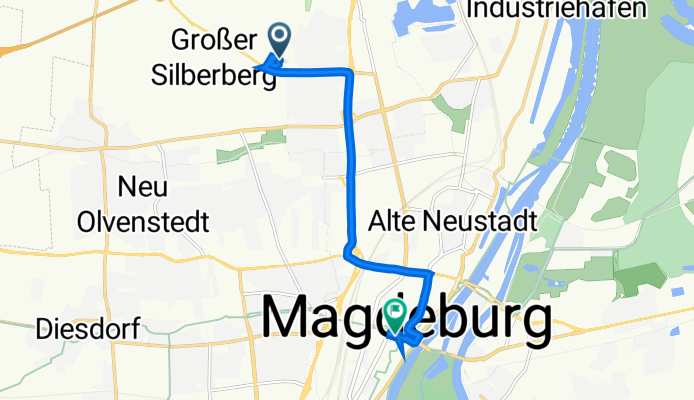 Ebendorfer Chaussee 70, Magdeburg nach Ernst-Reuter-Allee 13, Magdeburg