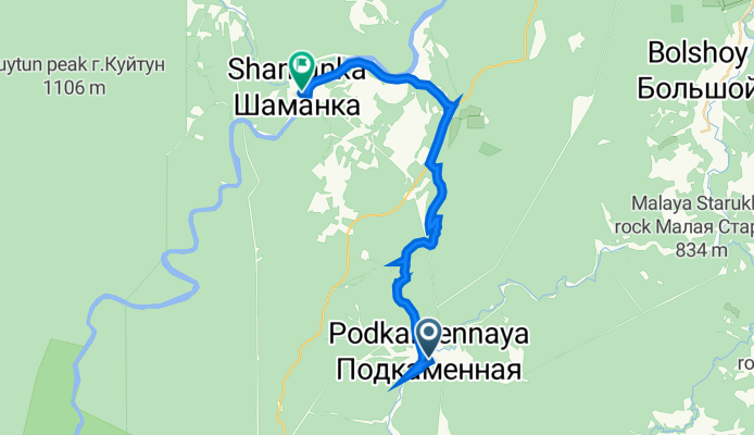 маршрут из Подкаменная