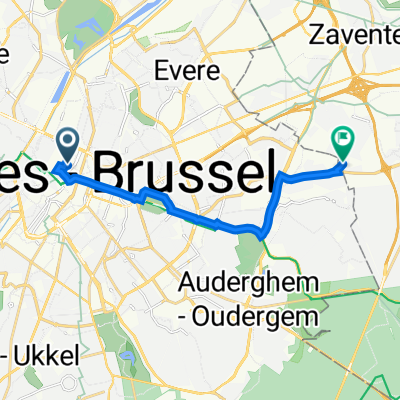 Rue des Comédiens 7, Bruxelles/Brussel à Avenue de Kraainem 30, Kraainem