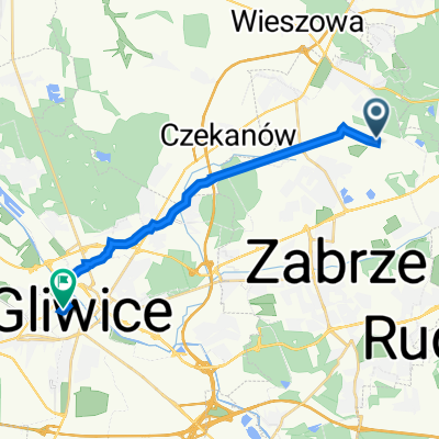 Fryderyka Wilhelma Redena 4, Zabrze do Jana Siemińskiego 35, Gliwice