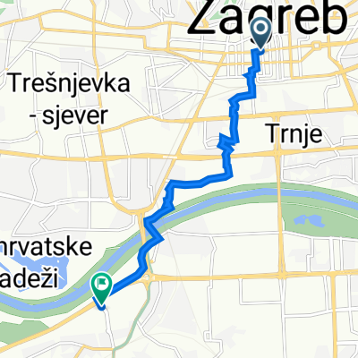 Ulica Andrije Hebranga 12, Zágráb to Ulica Vice Vukova 2, Zágráb