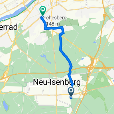 Ginsterweg 10, Neu-Isenburg nach Mörfelder Landstraße 129, Frankfurt am Main