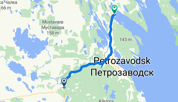От Р-21 Кола, Пряжа до Неизвестная дорога