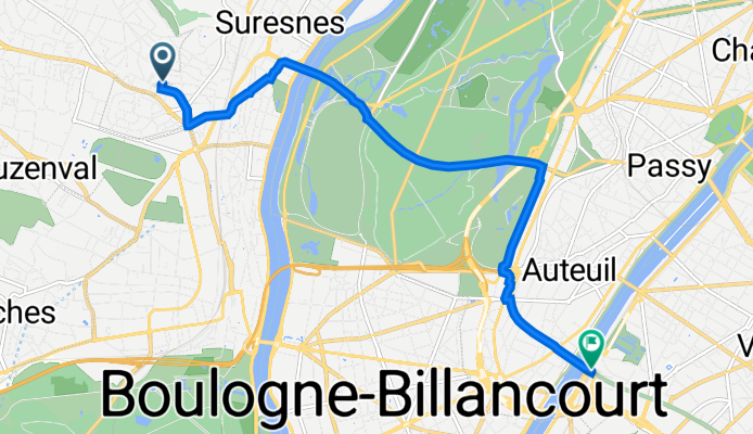 16 Chemin du Syndicat des Cultivateurs, Suresnes à Boulevard du Général Martial Valin, Paris