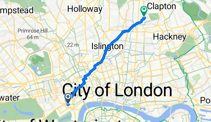 39 Panton St, London to 20 Perch St, London