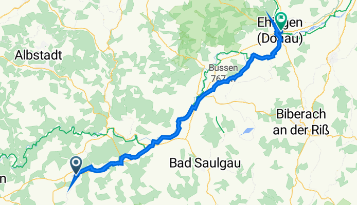 Hauptstraße 15, Meßkirch to Lindenstraße 28, Ehingen