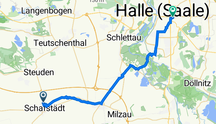 Neue Siedlung 15, Bad Lauchstädt nach Hans-Dietrich-Genscher-Platz 1, Halle (Saale)