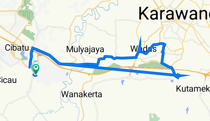 Jalan Deltamas Boulevard No.9, Kecamatan Cikarang Pusat to Jalan Caribbean V, Kecamatan Cikarang Pusat