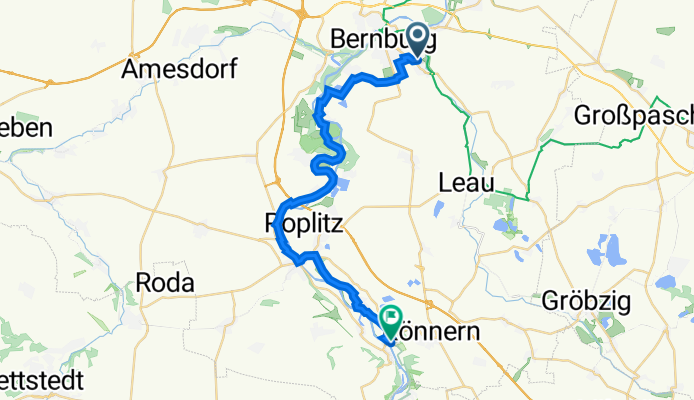 August-Bebel-Straße 11, Bernburg (Saale) nach An der Georgsburg 1E, Könnern
