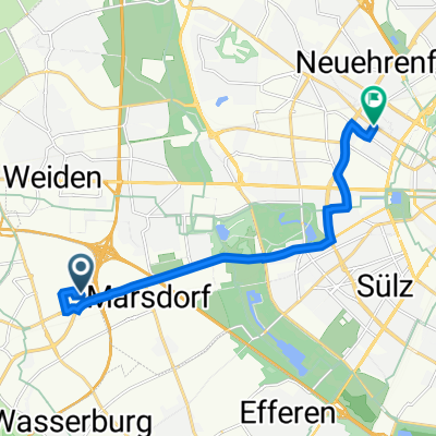Europaallee 7, Frechen nach Geisselstraße 2, Köln