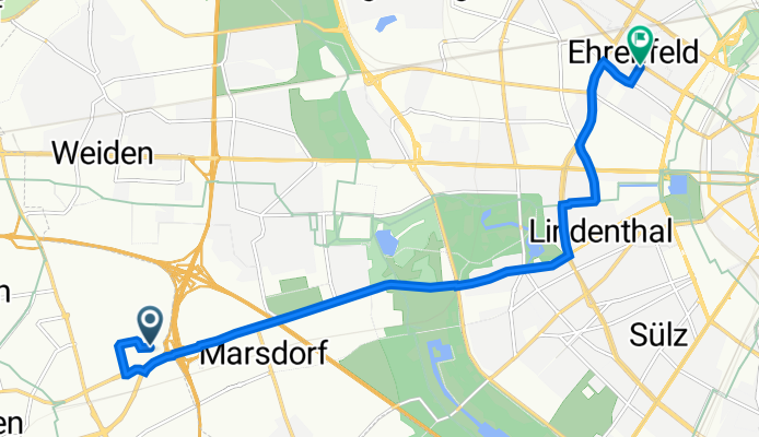 Europaallee 7, Frechen nach Geisselstraße 2, Köln