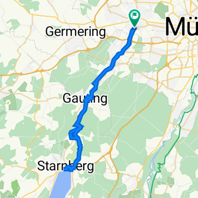 Pasing-Obermenzing, München nach Starnberg und zurück entlang der Würm mit Aussichtspunkt auf den Starnberger See und die Alpen