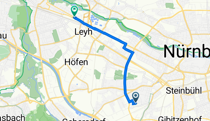 Kunigundenstraße 75A, Nürnberg nach Nürnberger Straße 125, Fürth