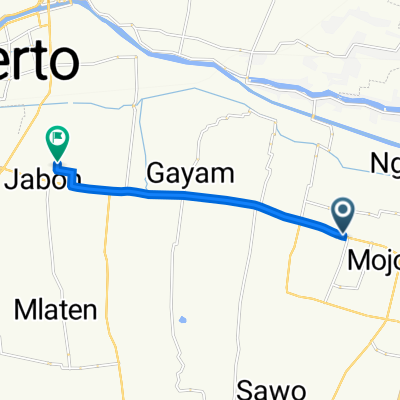 Jalan Gajah Mada No.10/03, Kecamatan Mojosari to Village Ave 40, Kecamatan Mojoanyar