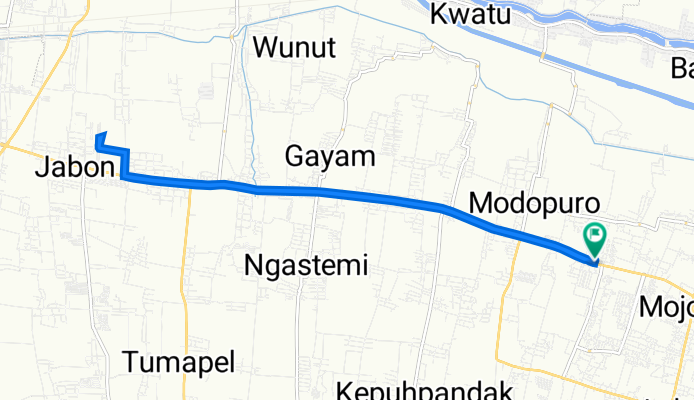 Jalan Gajah Mada No.10/03, Kecamatan Mojosari to Jalan Gajah Mada No.10/03, Kecamatan Mojosari