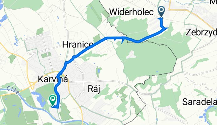 Ruta desde Skotnicka 19A, Zebrzydowice