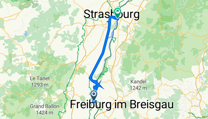 Rue du 28ème Régiment d'Infanterie de Forteresse, Vogelgrun nach Rheindammstraße 1, Kehl