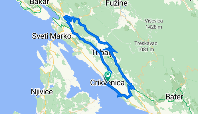 Trg Stjepana Radića 1, Crikvenica to Vinodolska ulica 12A, Crikvenica
