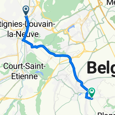 De Place de la Gare 2, Ottignies-Louvain-la-Neuve à Rue de Bayau 38, Mont-Saint-Guibert