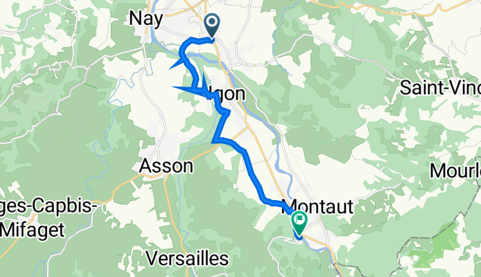 De Chemin de la Monjoie 2, Coarraze a Route de la Croix des Hauteurs 23, Lestelle-Bétharram