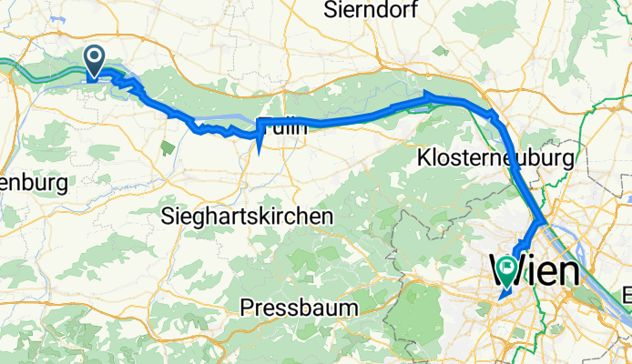 Zwentendorf an der Donau to Europaplatz 1, Vienna