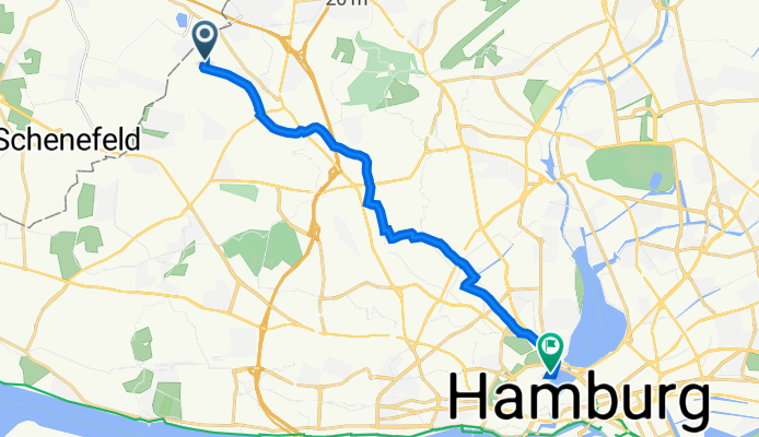 Syringenweg 21, Hamburg nach Große Theaterstraße 1A, Hamburg