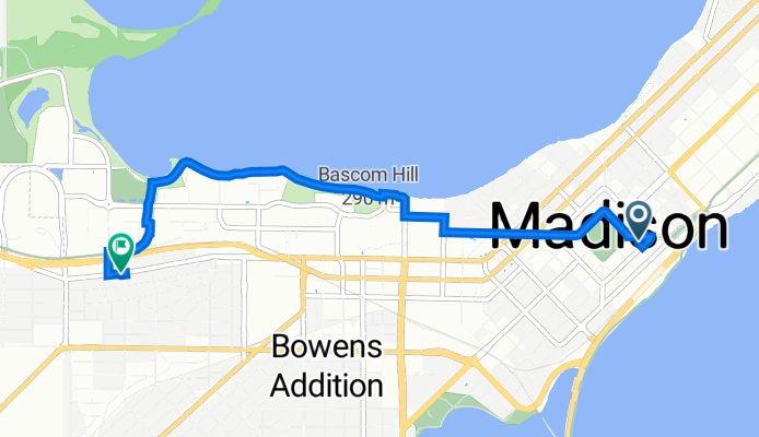 Route from South Pinckney Street 117, Madison