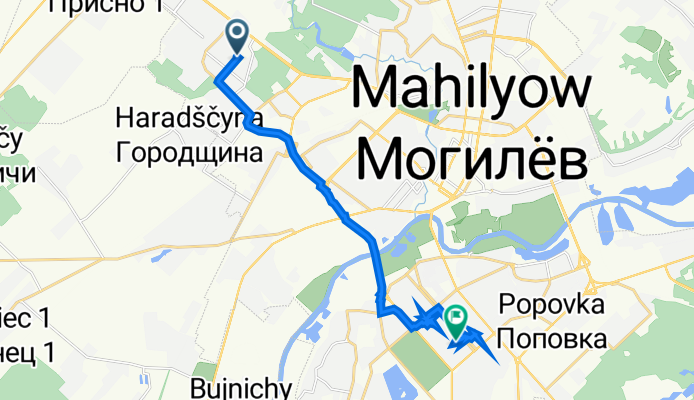 Маршрут в бульвар Непокорённых 75, Могилёв