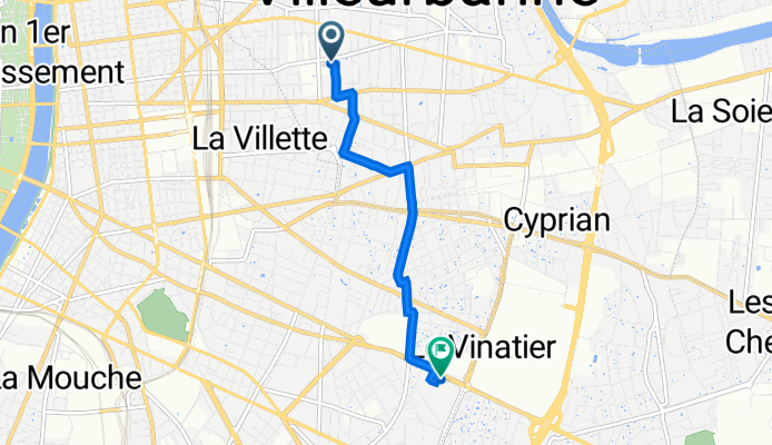 78 Rue Hippolyte Kahn, Villeurbanne à 60C Avenue Rockefeller, Lyon