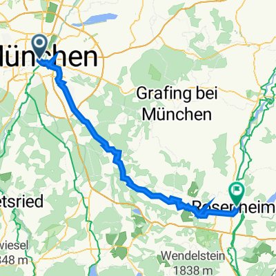 Marienplatz 7, München to Innstraße 55E, Rosenheim