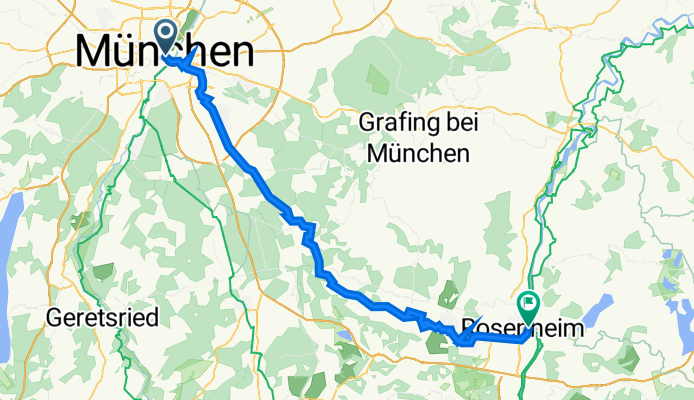 Marienplatz 7, München to Innstraße 55E, Rosenheim
