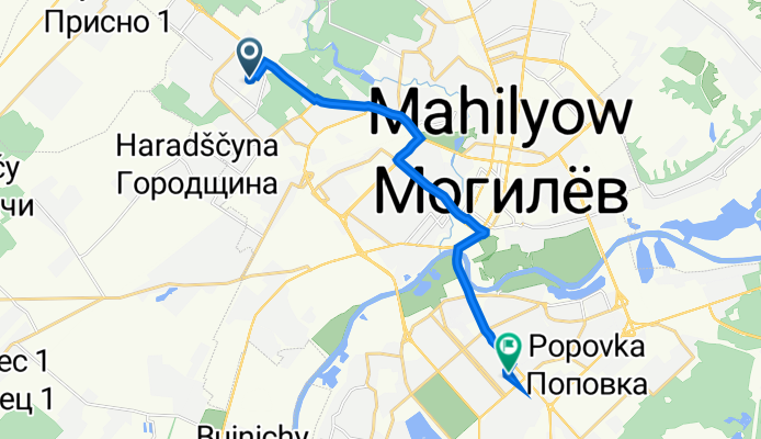 Маршрут в Пушкинский проспект 75 А, Могилёв