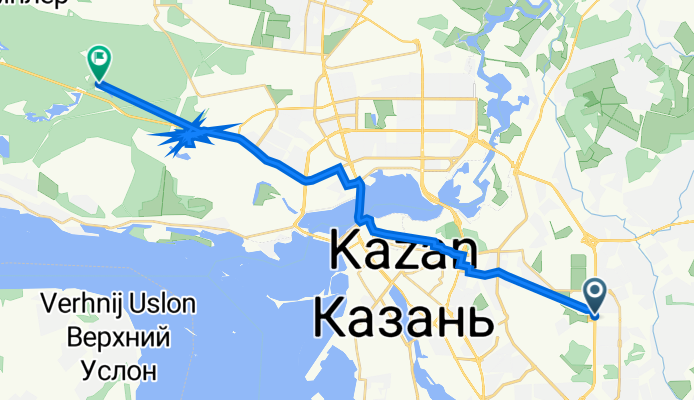 От Проспект Победы 29, Казань до улица озеро Лебяжье 1, Казань