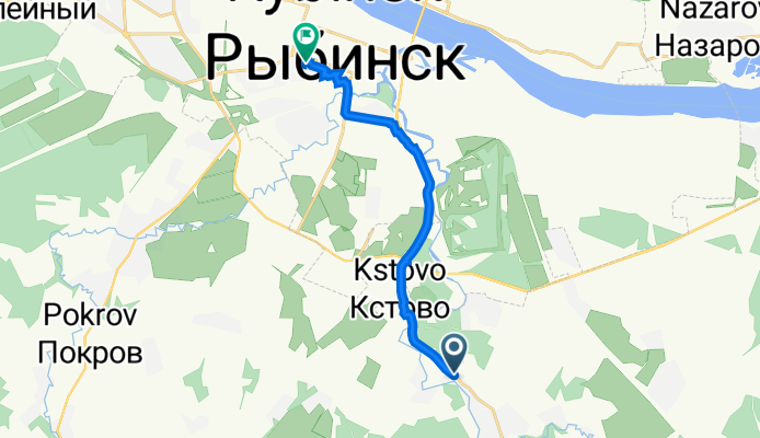 От Неизвестная дорога до улица Черкасова 2, Рыбинск