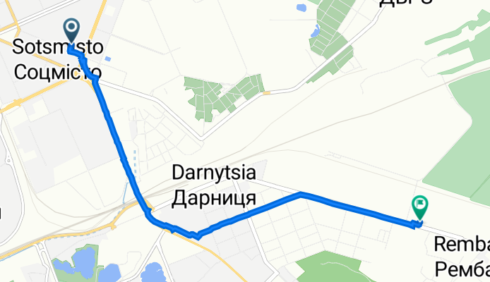 вулиця Будівельників 6А, Київ to вулиця Бориспільська 13, Київ