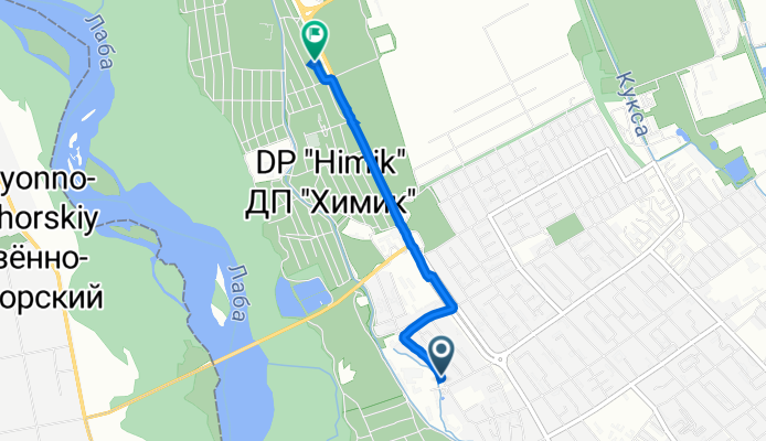 От улица Химическая 67, Лабинск до улица Турчанинова, Лабинск