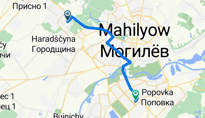 Маршрут в бульвар Непокорённых 80, Могилёв