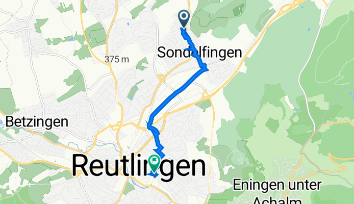 Reichenecker Straße 662, Reutlingen nach Gartenstraße 51, Reutlingen