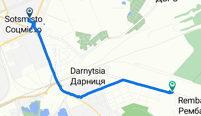 вулиця Будівельників 4А, Київ to вулиця Бориспільська 13, Київ