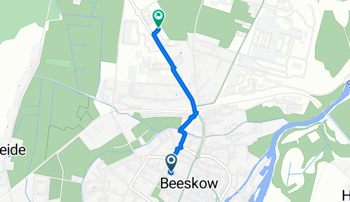 Mauerstraße 26, Beeskow nach Fürstenwalder Straße 9, Beeskow